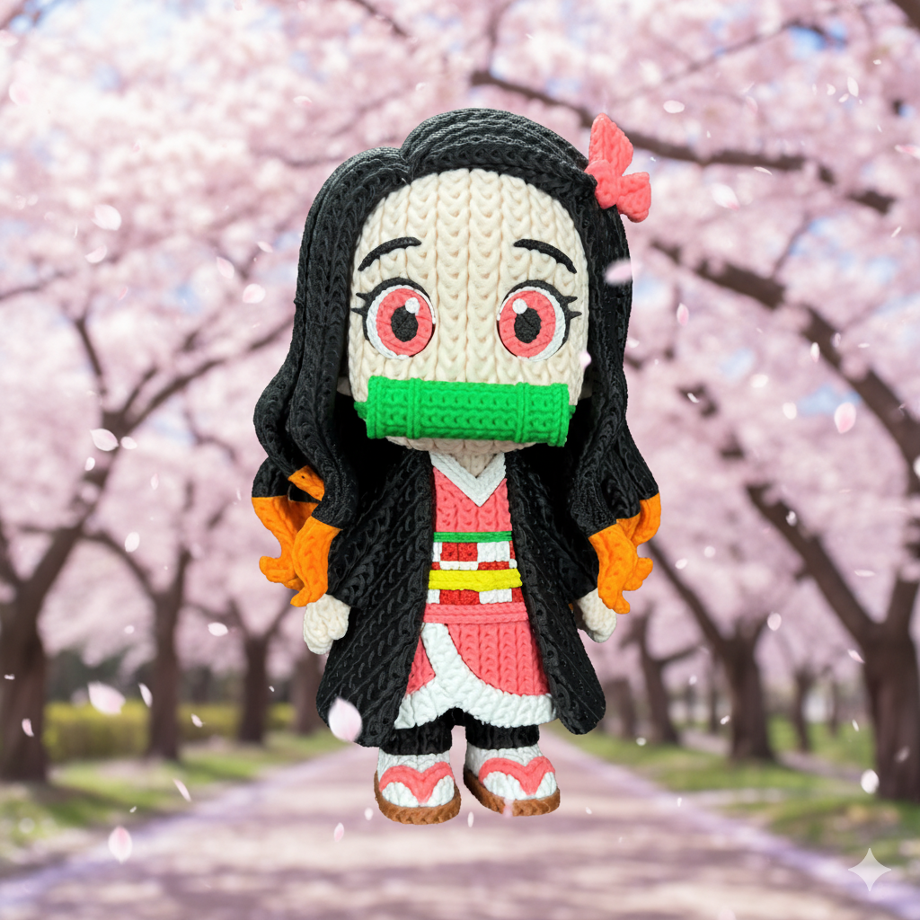 Nezuko Kamado Crochet Edition – Figura Anime 3D Articulada de 18 cm