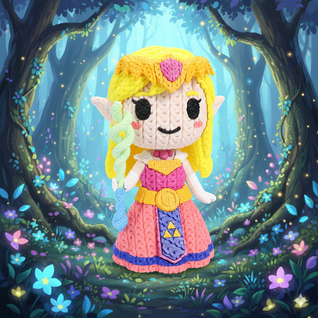 Princesa Zelda Crochet Edition - Figura Articulada 3D