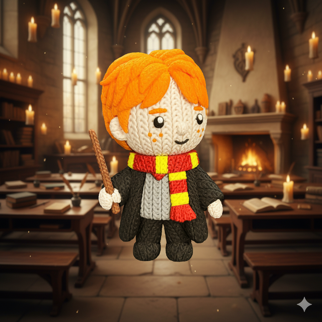 Ron Weasley Crochet Edition – Figura 3D Articulada de 18 cm