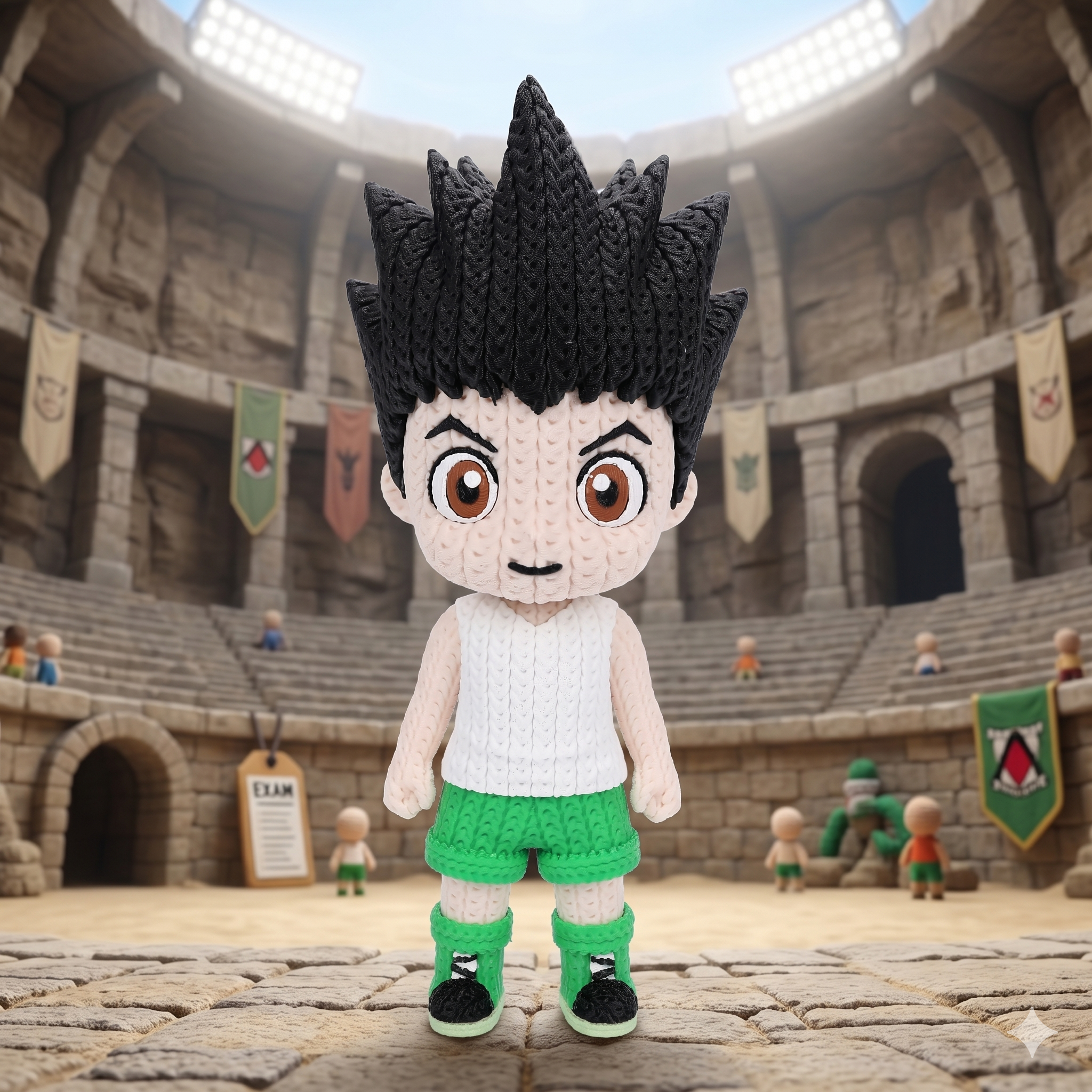 Gon Freecss Crochet Edition – Figura Anime 3D Articulada de 18 cm