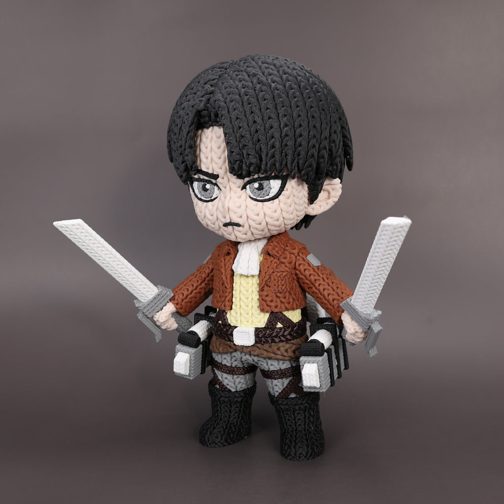 Levi Ackerman Human Version – Figura Anime 3D Crochet de 18 cm