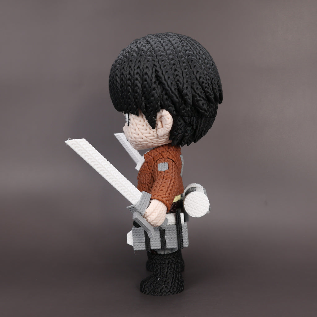 Levi Ackerman Human Version – Figura Anime 3D Crochet de 18 cm