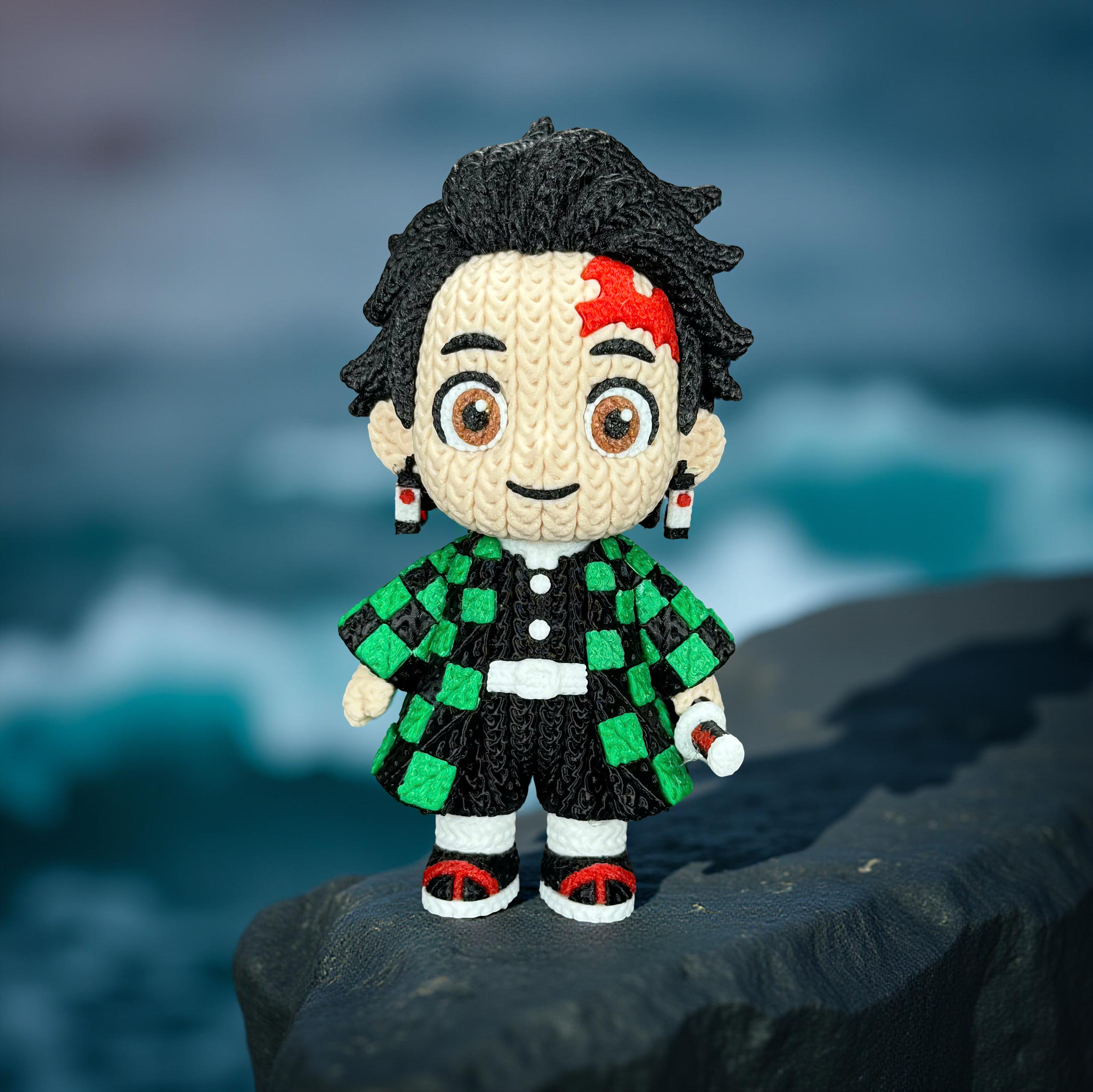 Tanjiro Kamado Crochet Edition – Figura Anime 3D Articulada de 18 cm